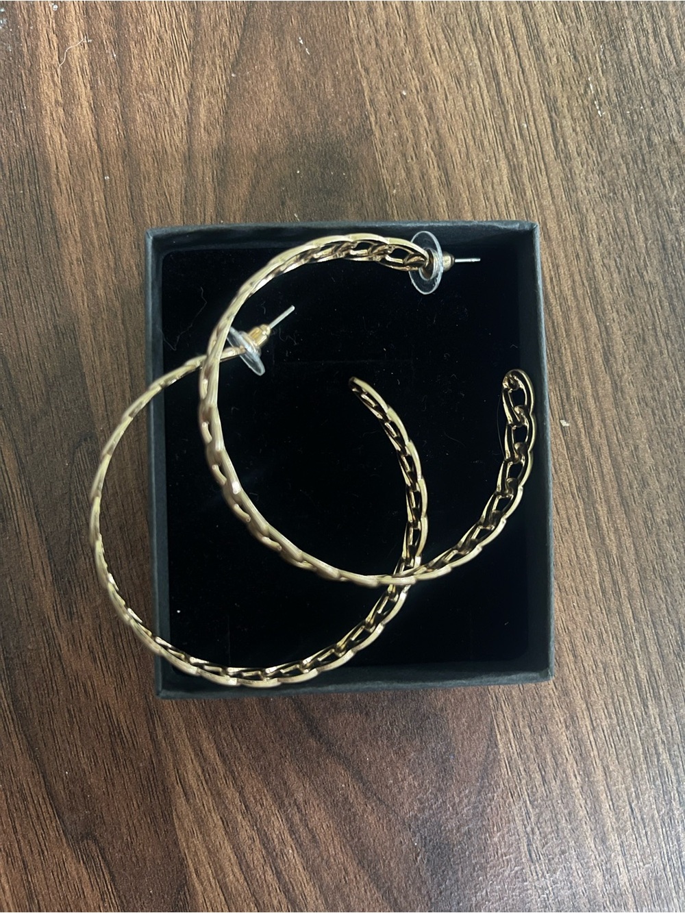 Plunder Gold Chain-Accent Hoop Earrings
